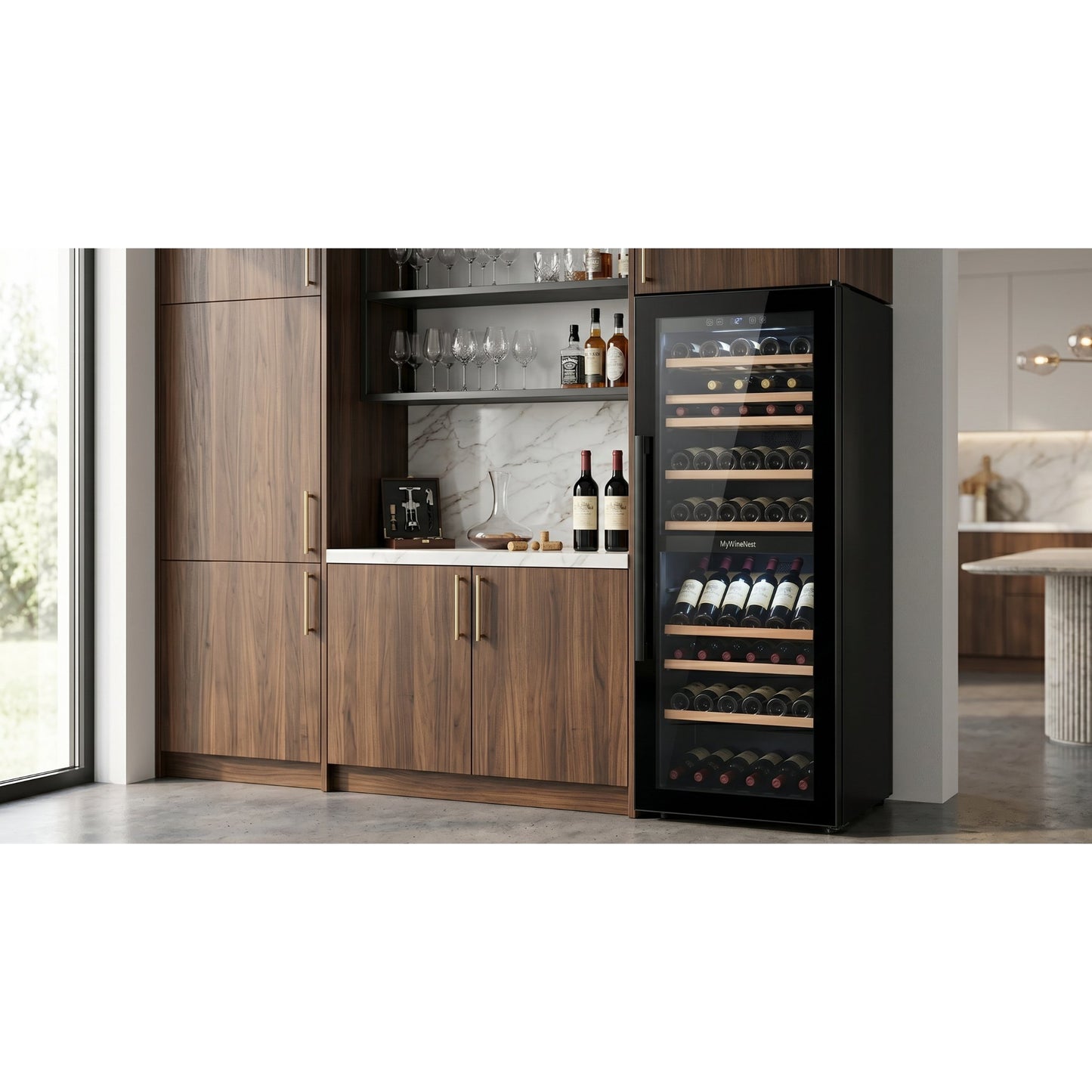 MyWineNest W70 Single Zone Wine Cooler | 74-Bottle Modular Cabinet